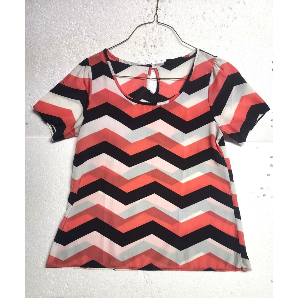 Peach Love Cream Top Women Large Black Peach White Boat Neck Short Sleeve Tank